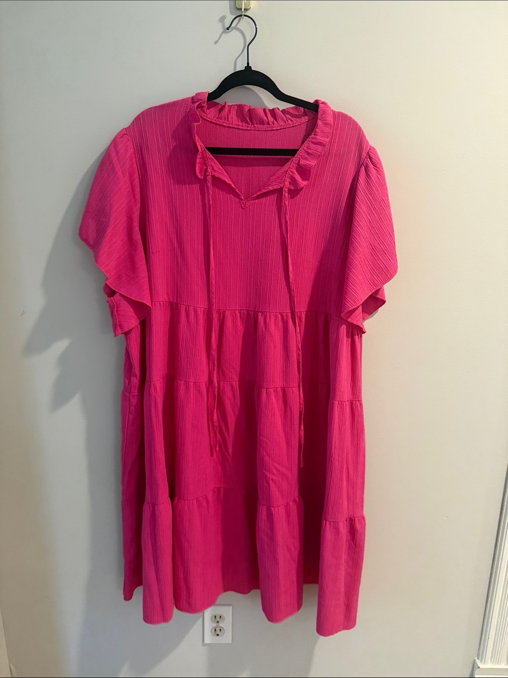 SHEIN Hot Pink Ruffle-Tiered Tunic